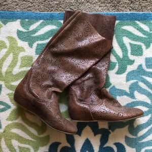 Sundance catalog Leather flat boots size 8